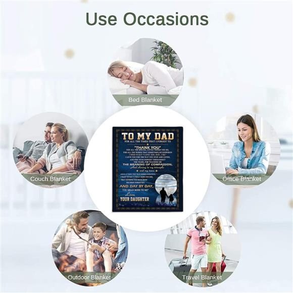 To My Dad from Daughter Flannel Fleece Throw Blanket 60"x50" - Picture 2 of 7